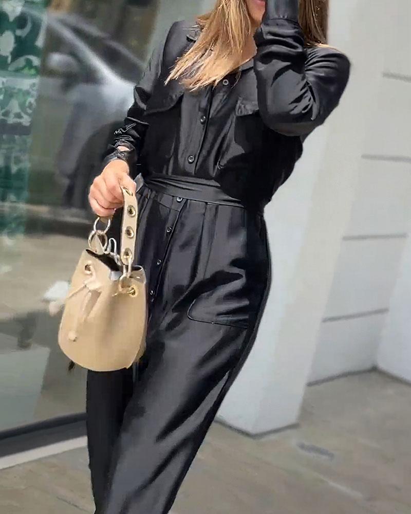 Casual Solid Color Jumpsuit