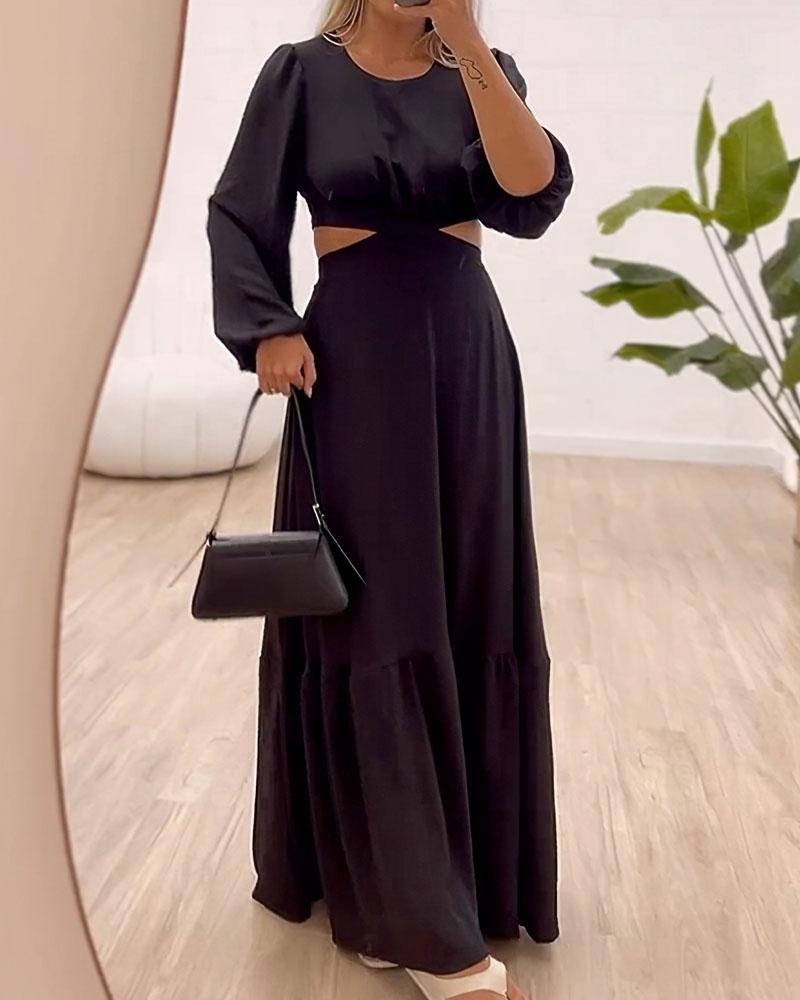 Waist Cutout Long Sleeve Dress